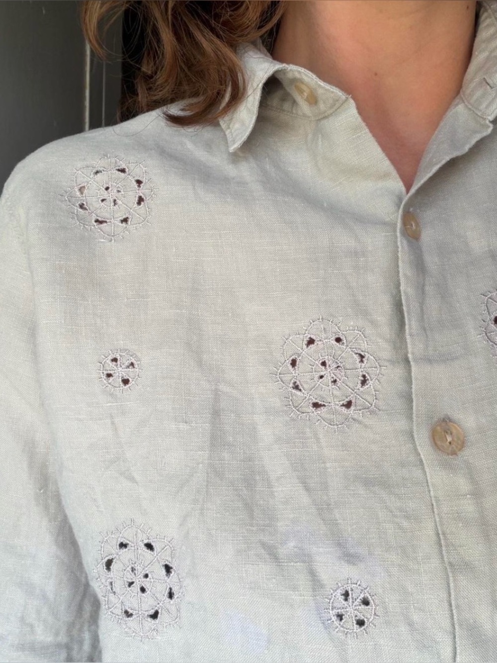 Light Sage Embroidered Linen Shirt - Men's Casual Button-Down